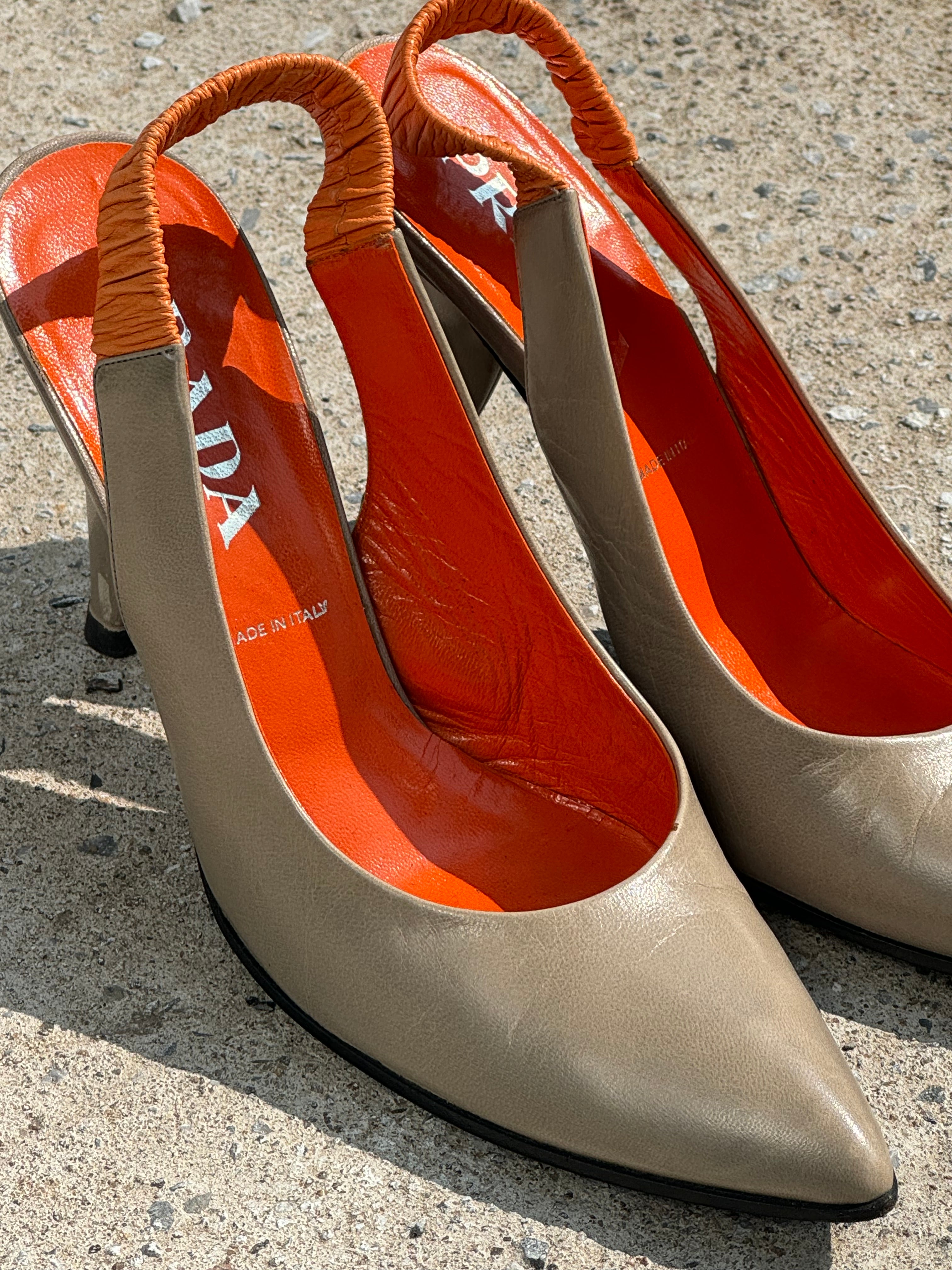 PRADA VINTAGE STILETTO SLING-BACKS