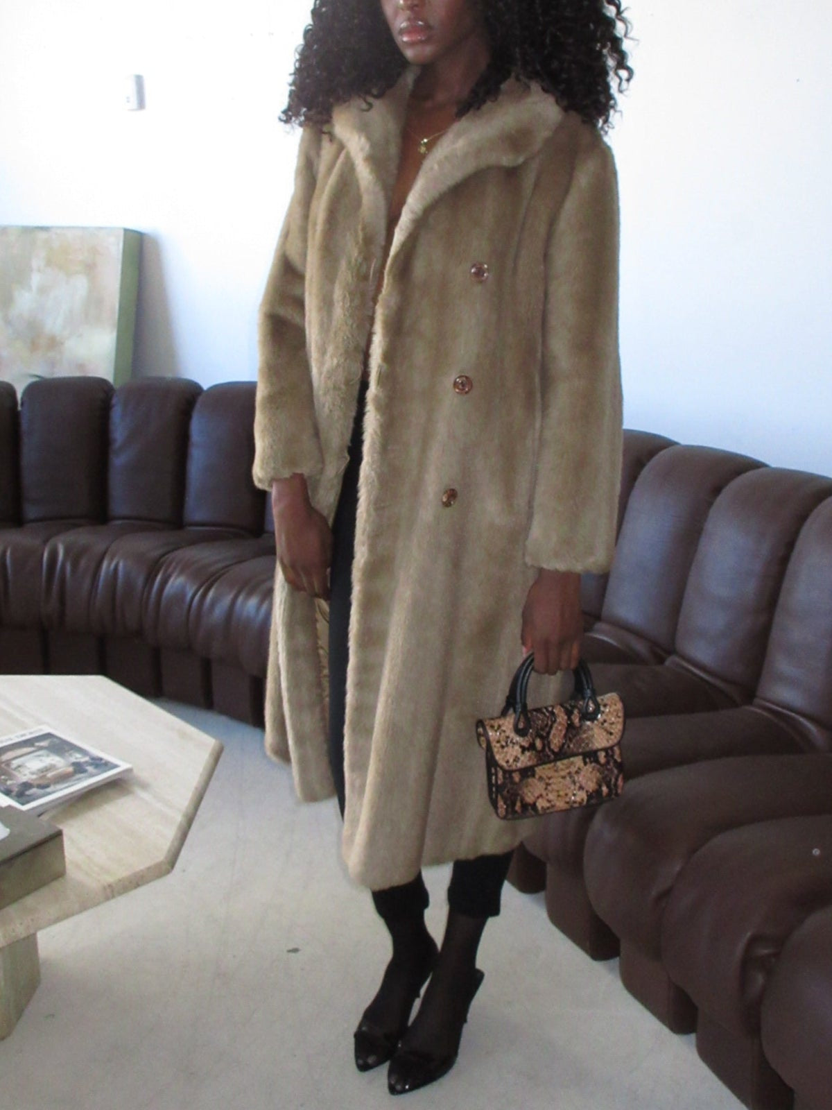 Vintage 70s Faux Fur Coat