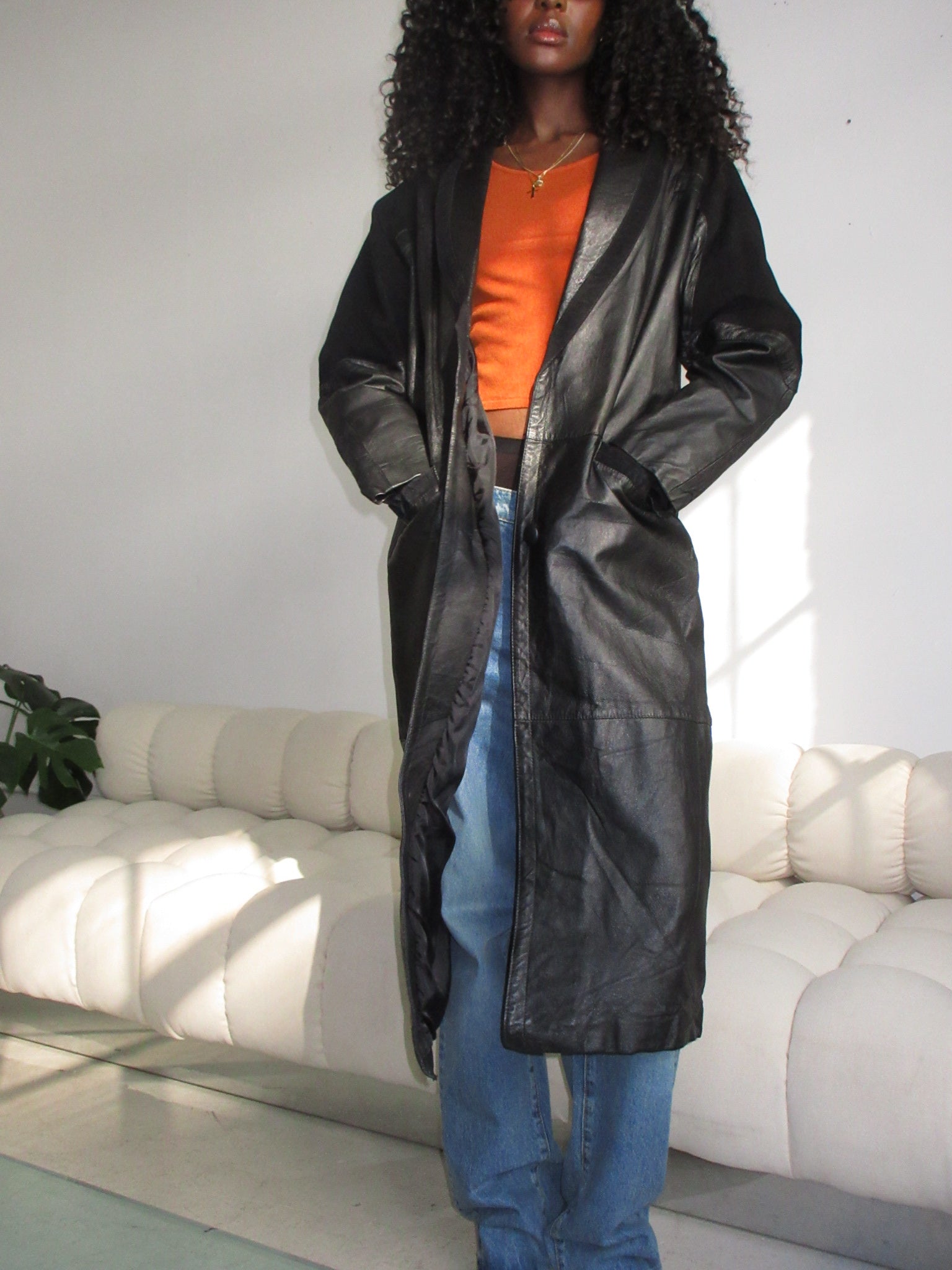 Annex Black Leather and Suede Coat