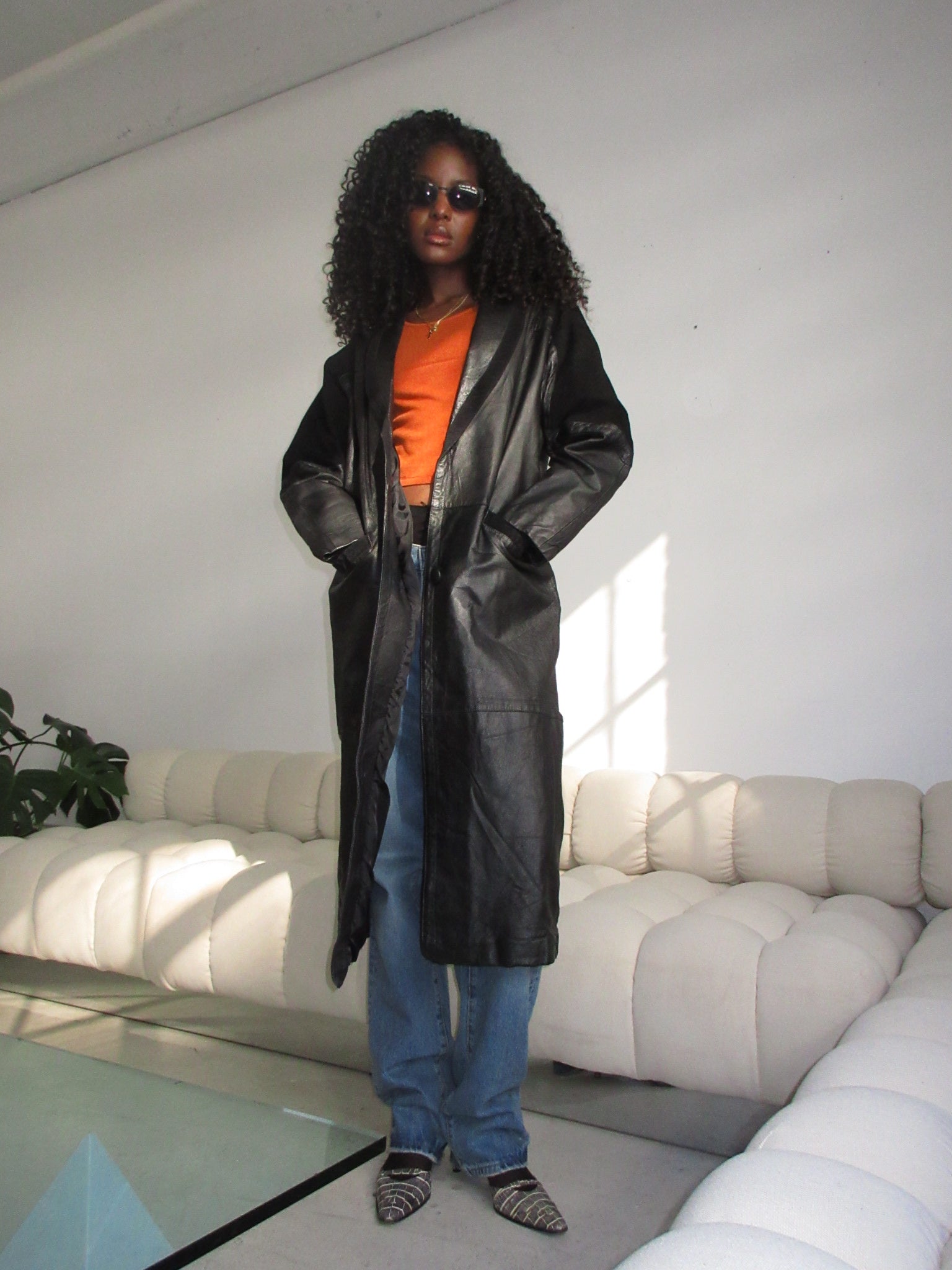 Annex Black Leather and Suede Coat