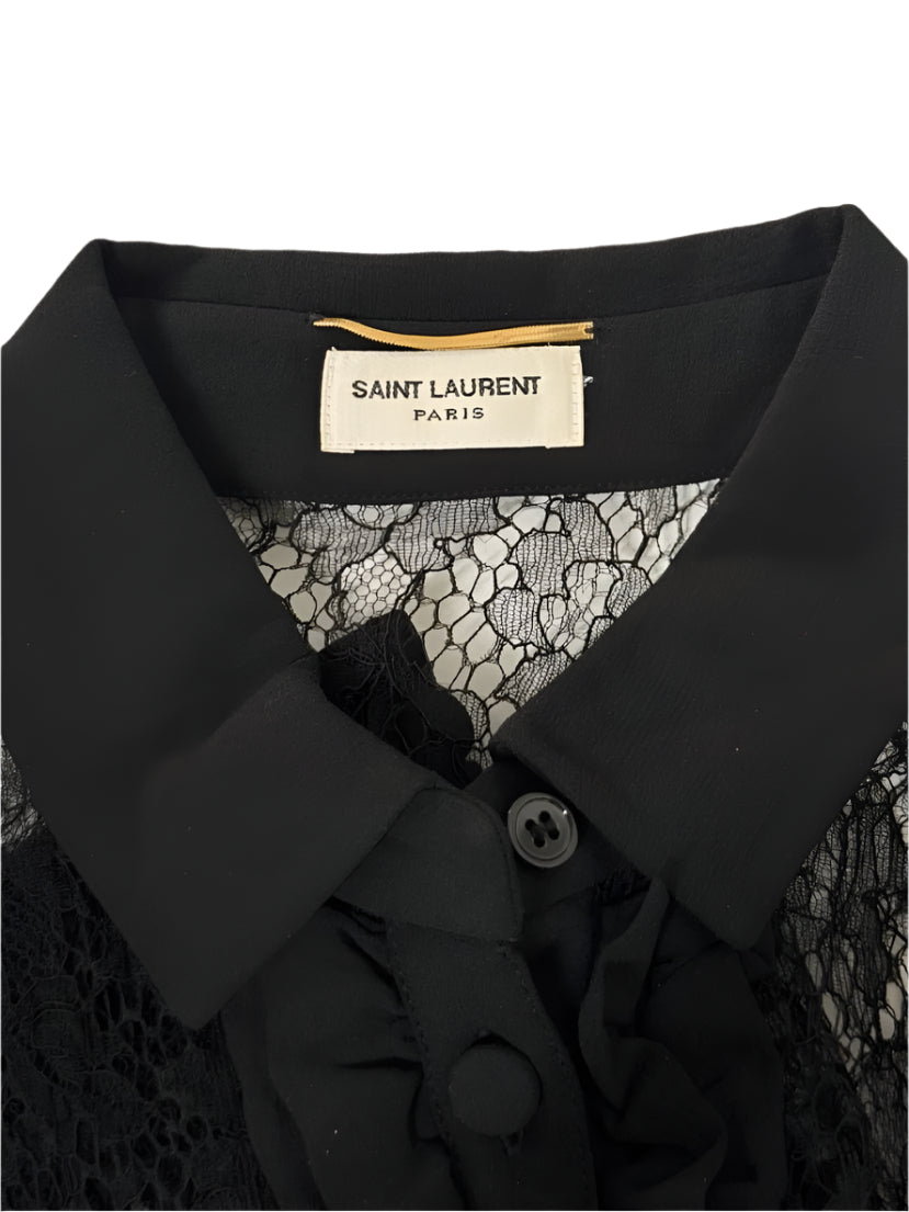 Saint Laurent Lace Ruffle Blouse