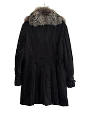 Lolita Black Nylon Coat with Fur Collar