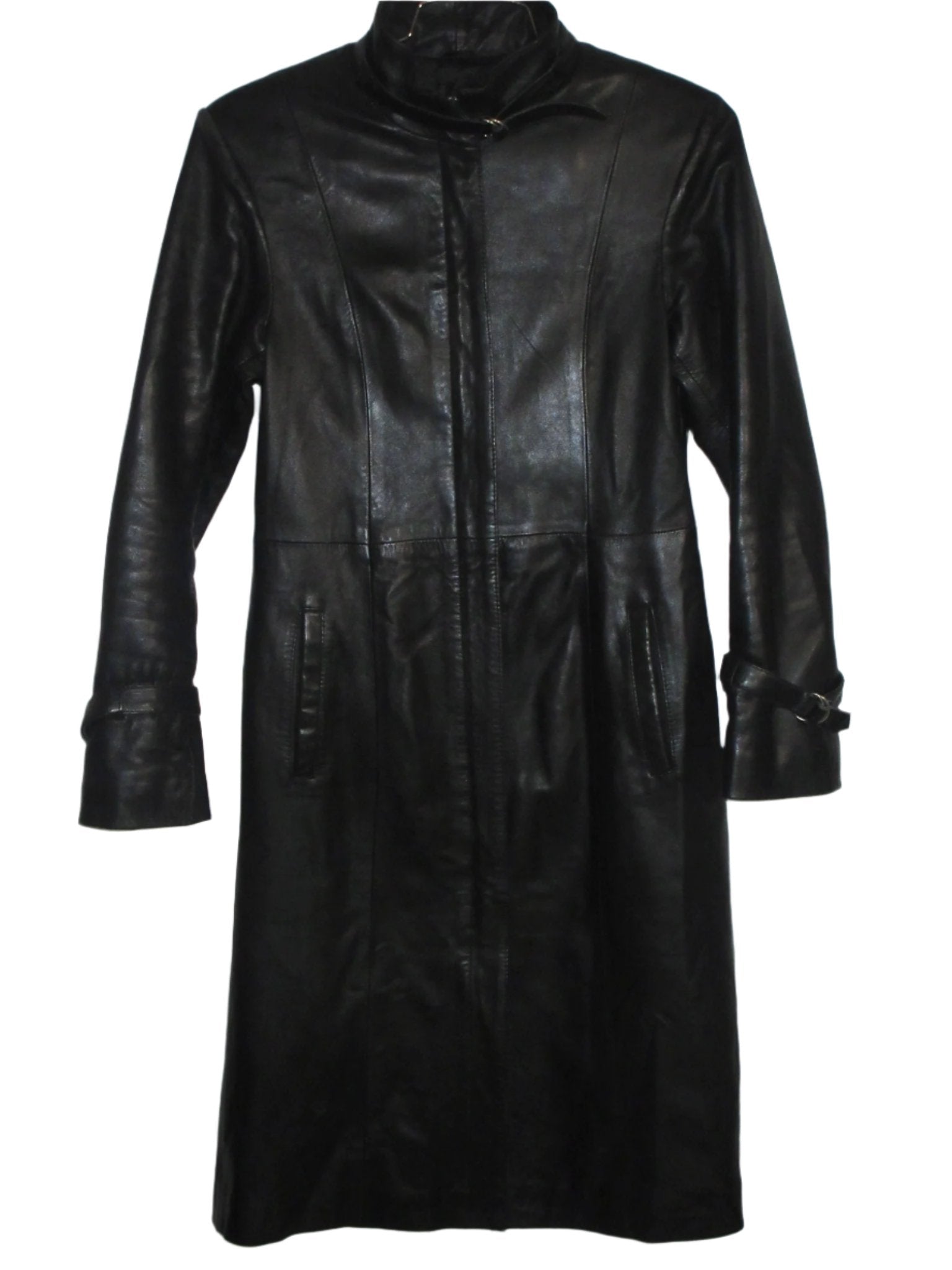 Vintage Leather Full-Length Fitted Coat