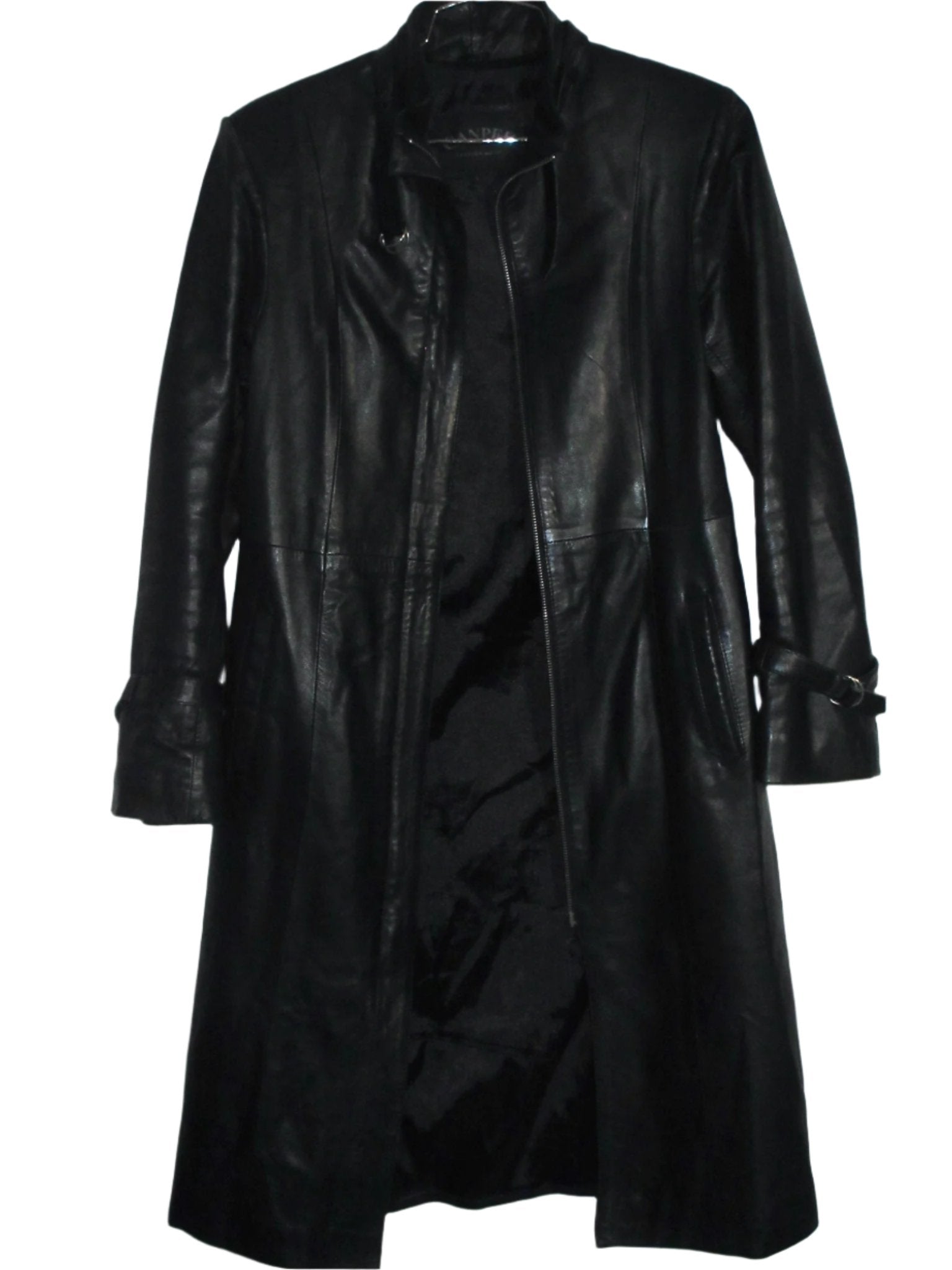 Vintage Leather Full-Length Fitted Coat