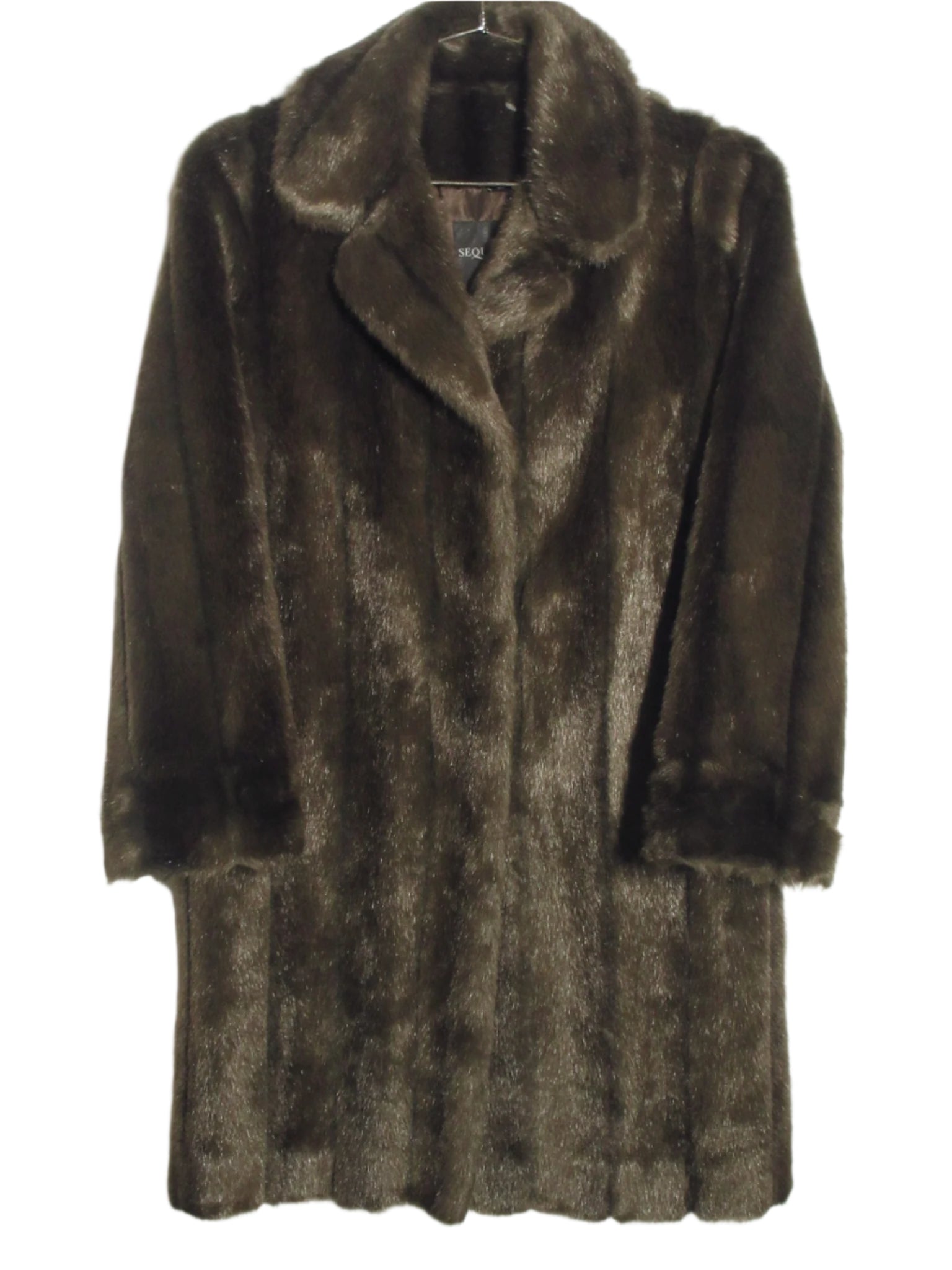 Vintage Brown Faux Fur Mid Length Coat