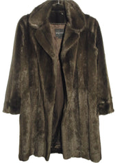 Vintage Brown Faux Fur Mid Length Coat