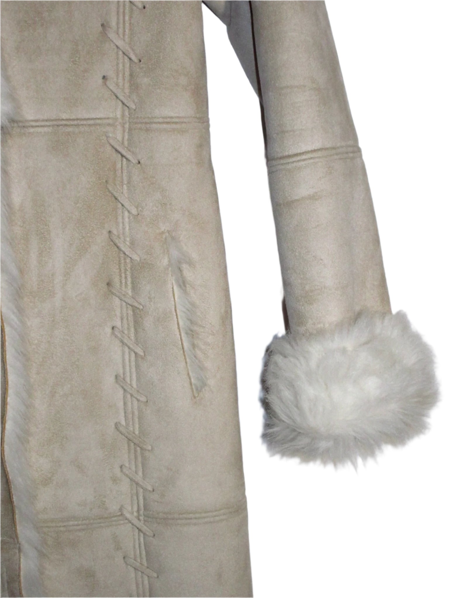 Vintage Shearling-Style Long Coat