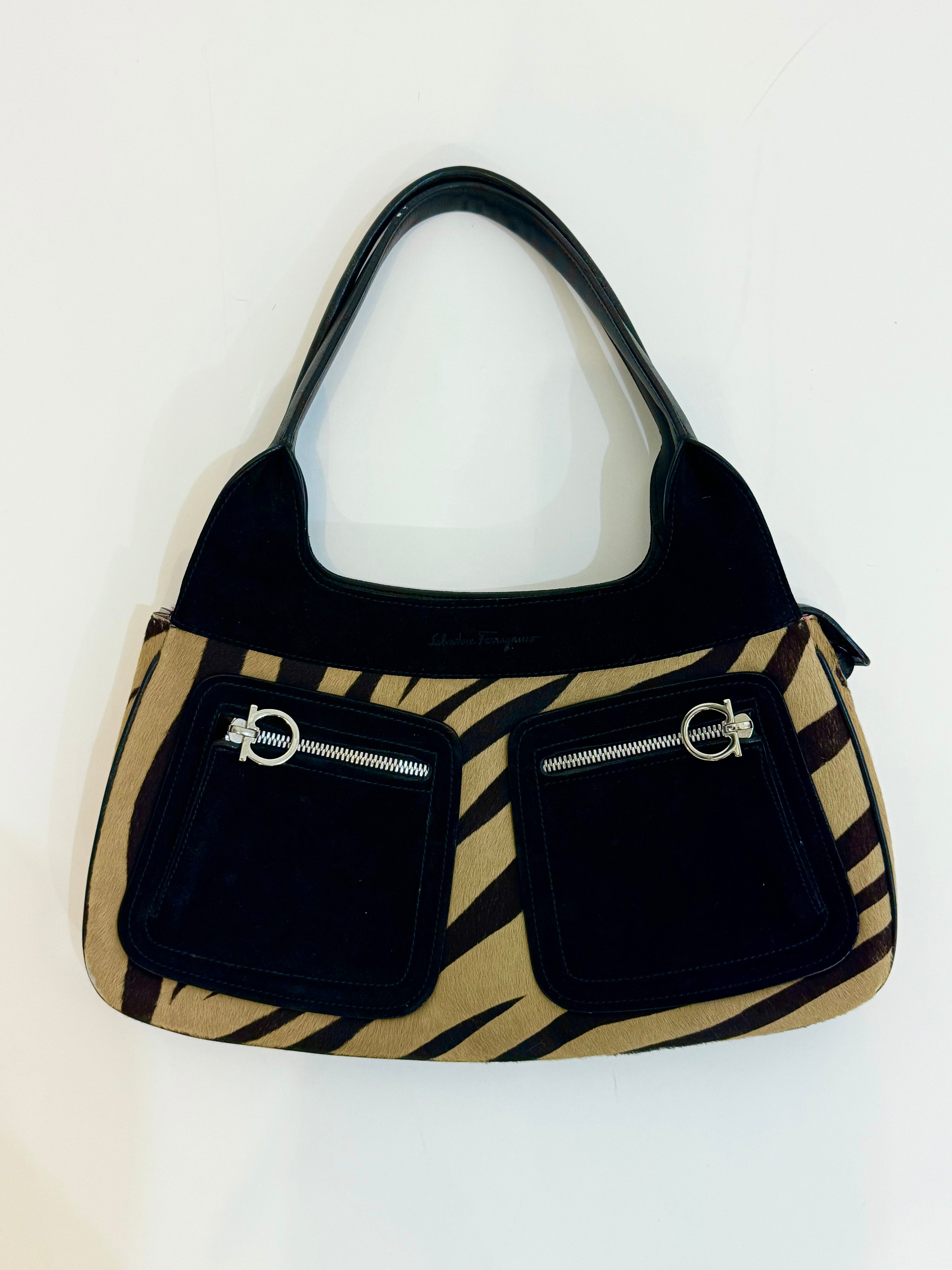 Ferragamo Animal Print Gancini Shoulder Bag