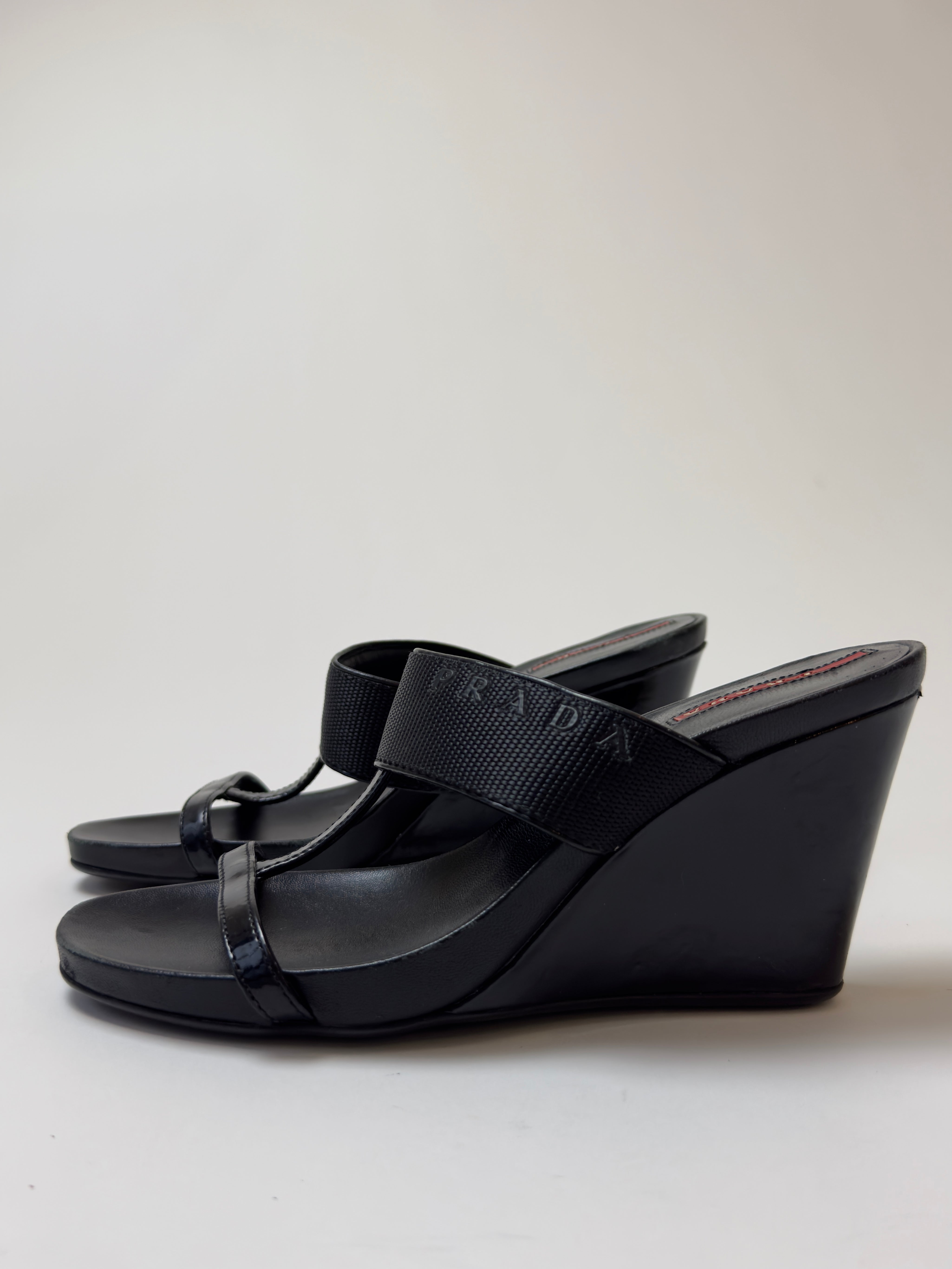 Prada Linea Rossa Wedge Sandals