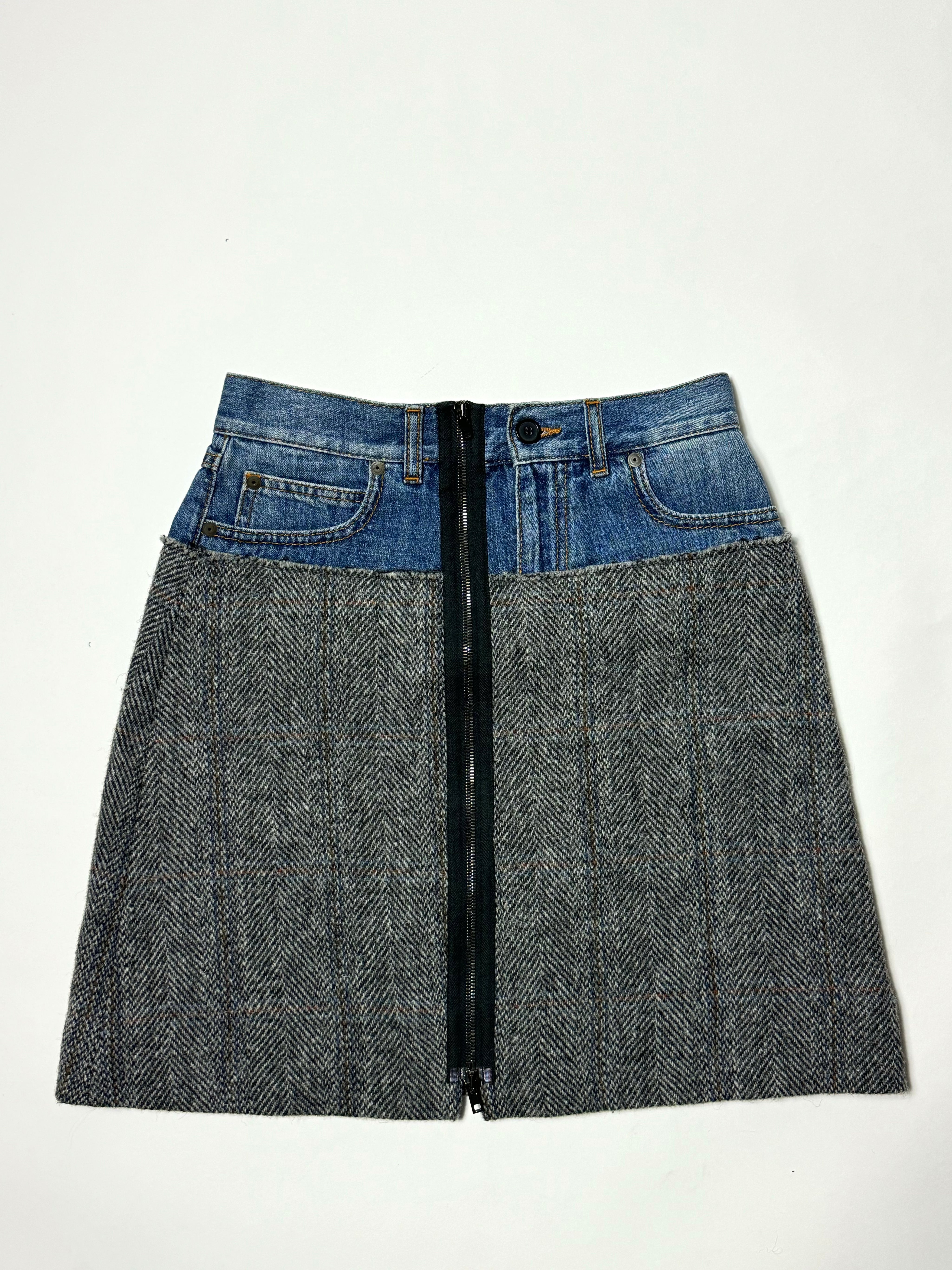 Maison Margiela Denim and Tweed Skirt