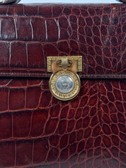 GIANNI VERSACE CROC-EFFECT TOP HANDLE BAG