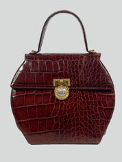 GIANNI VERSACE CROC-EFFECT TOP HANDLE BAG