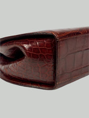 GIANNI VERSACE CROC-EFFECT TOP HANDLE BAG