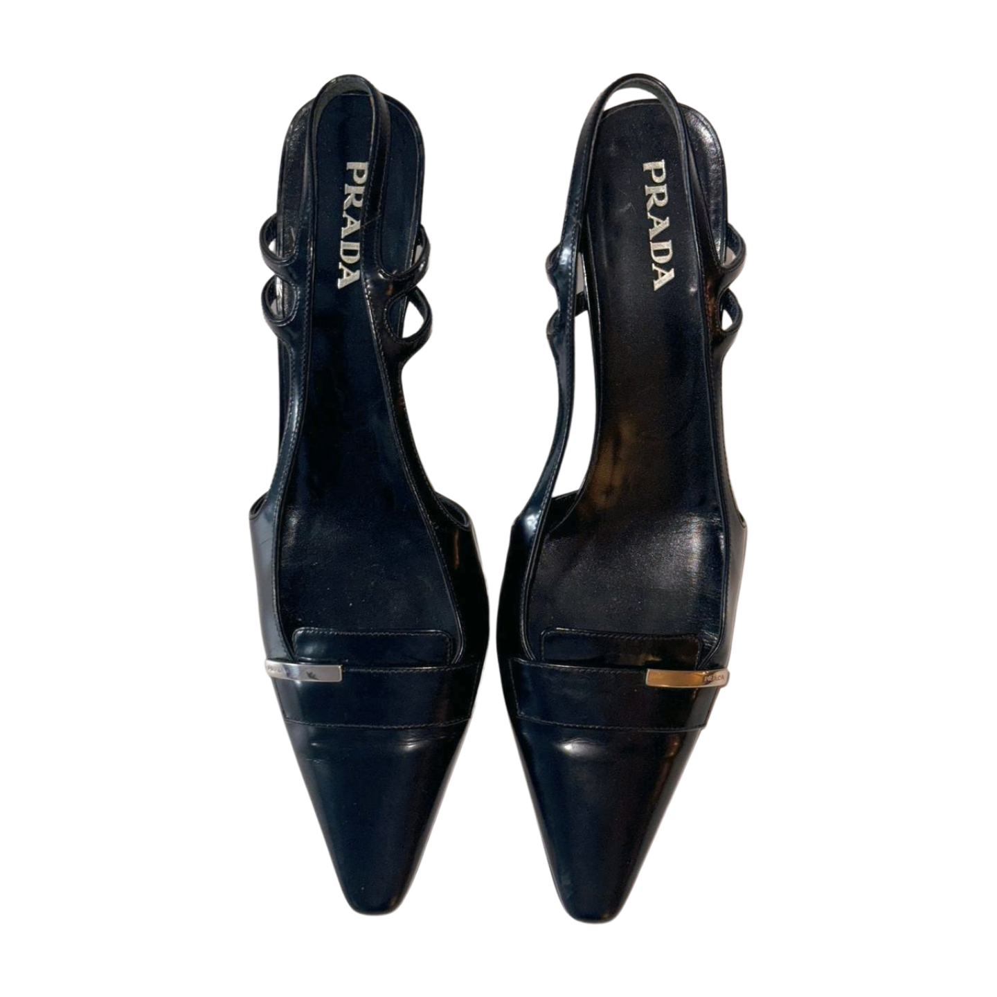 Prada Patent Leather Sling Back Stilettos