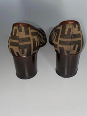 FENDI ZUCCA ROUND TOE HEELS