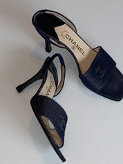 CHANEL DENIM SLINGBACK SANDALS