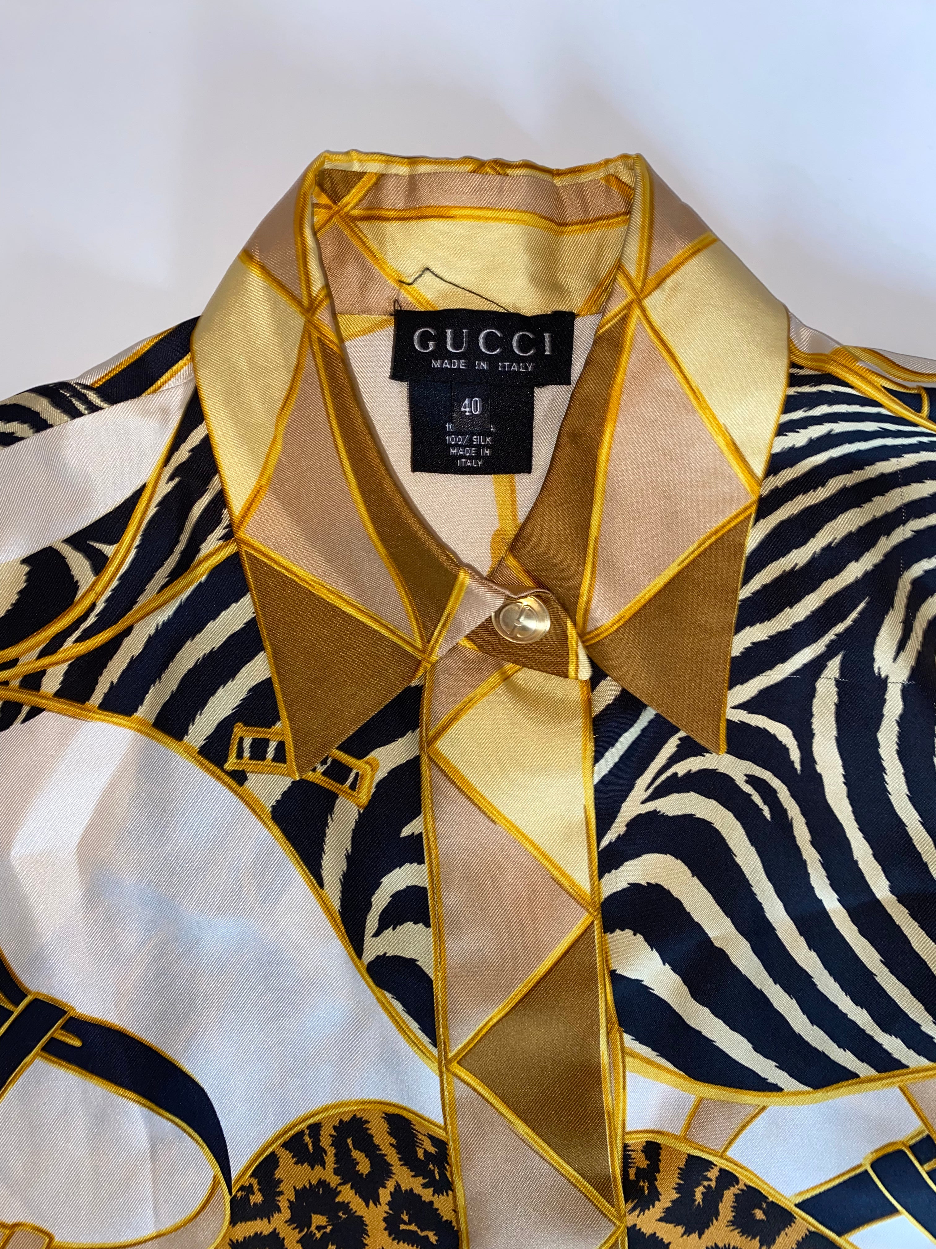 GUCCI HORSEBIT SAFARI SILK SHIRT